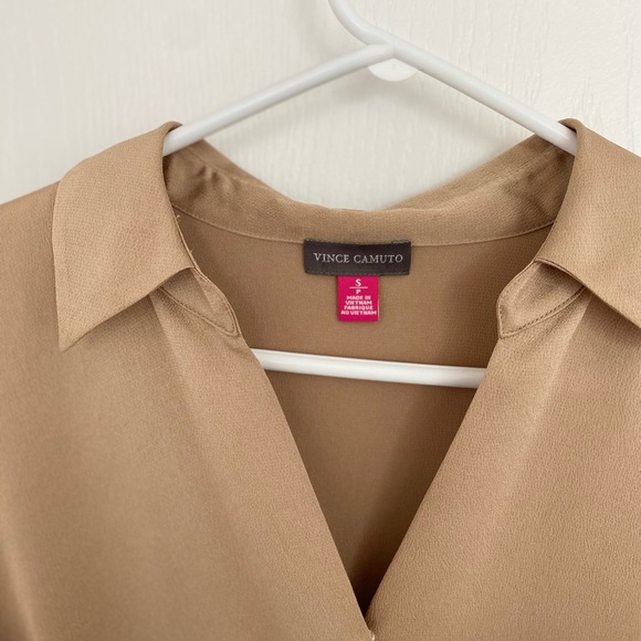 Vince Camuto Satin Faux Wrap Top - Picture 3 of 6